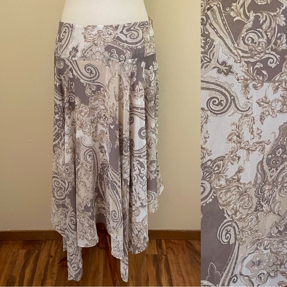 Y2k Boston Proper Baroque Paisley Fairy Hem Skirt